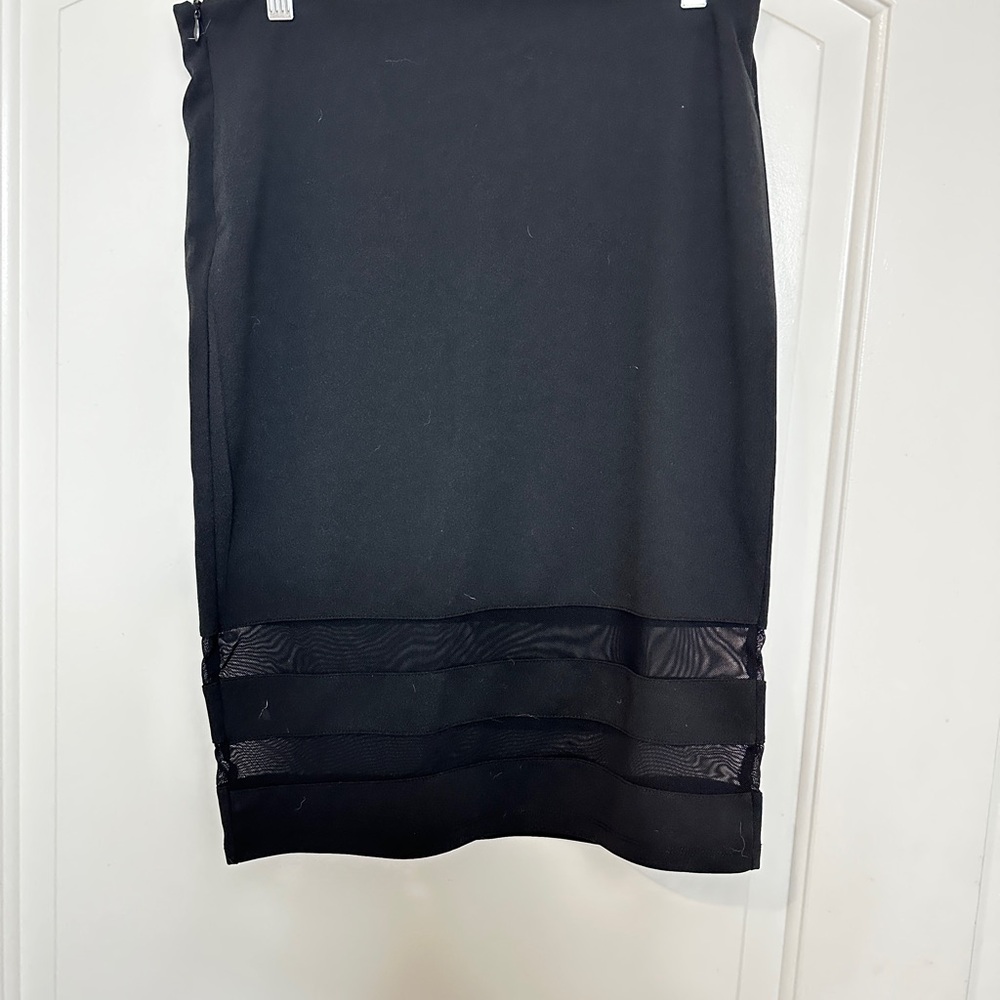 SHEIN Black Pencil Skirt with Sheer Accents